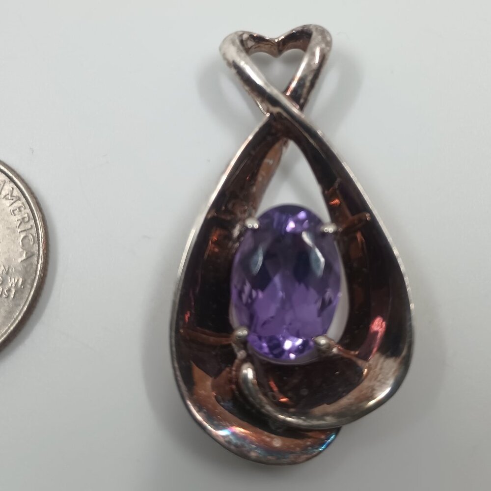 Vintage 925 Sterling Silver Amethyst Pendant.